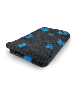 Vet bed Antraciet Kleine en Grote Blauwe Voetprint - anti-slip