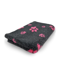 Vet bed Antraciet Kleine en Grote Roze Voetprint - anti-slip