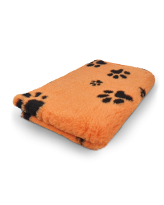 Vet Bed - Orange mit Schwarze Pfoten - Anti Rutsch Hundematte