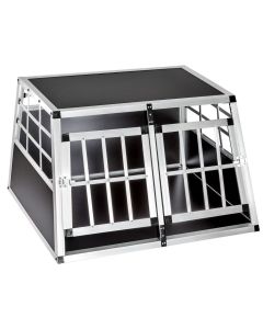 Autokäfig Hundetransportbox Doppelt mit Partition - Aluminium - MDF - Schwarz -104 x 90 x 69 CM 