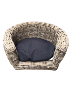 Palermo KUBU Rieten Hondenmand Rond 87 x 80 x 33 cm + Zwart kussen