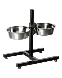 Hundebar inkl. 2 Edelstahlnapfe Verstellbar Lackiert Grau oder Schwarz