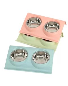 Topmast Kunststof Double Dinner + Rvs bakjes 13 cm - Roze