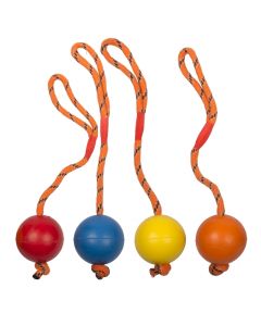 Rubber Bal massief aan koord 8cm