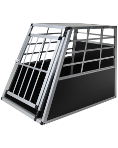 AUTOKÄFIG HUNDETRANSPORTBOX - ALUMINIUM - MDF - SCHWARZ - 69 x 54 x 50 cm