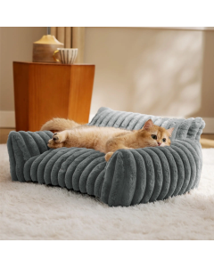 Topmast Sofa - Geribbelde Pluche - Antraciet - 91 x 68 x 25 cm