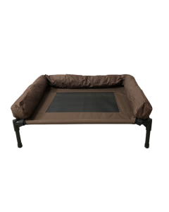 Topmast Erhöhtes Hundebett Lounge L - Braun mit Stoßkante - 92 x 71 cm