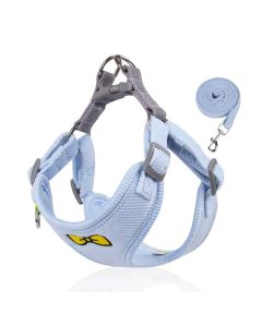 Soft pluche Hondentuigje + looplijn - Comfort - Blauw