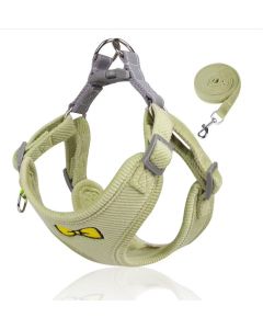 Soft pluche Hondentuigje + looplijn - Comfort - Olijfgroen