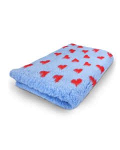 Vet Bed - Blau mit Fuchsie Herzen - Anti-Rütsch Hundematte