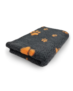 Vet Bed - Grosse und Kleine Pfoten - Anthrazit & Orange - Anti Rutsch Hundematte