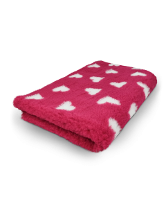 Vet Bed Valentine - Fuchsia met Witte Hartjes - Antislip Hondenmat