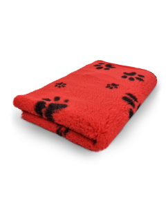 Vet Bed - Rot mit Schwarze Pfoten - Anti Rutsch Hundematte