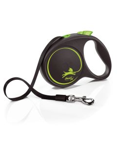 Flexi Rollijn Black Design - Brede Band - Zwart & Groen