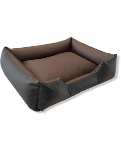 Topmast Lounge Sofa - Leatherlook Hondenmand - Zwart & Bruin - 80 x 60 cm