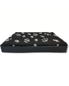 Topmast Hondenmatras - Furfleece Blokkussen - Zwart met Pootafdruk