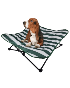 Topmast Erhöhtes Hundebett Stripes – Campingbett – Grün Weiß – 87 x 87 x 23 cm